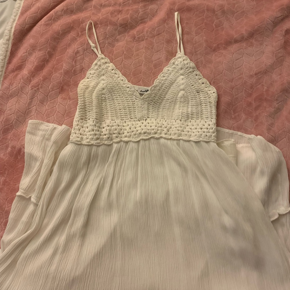 Charlotte Russe White Crochet Top Dress